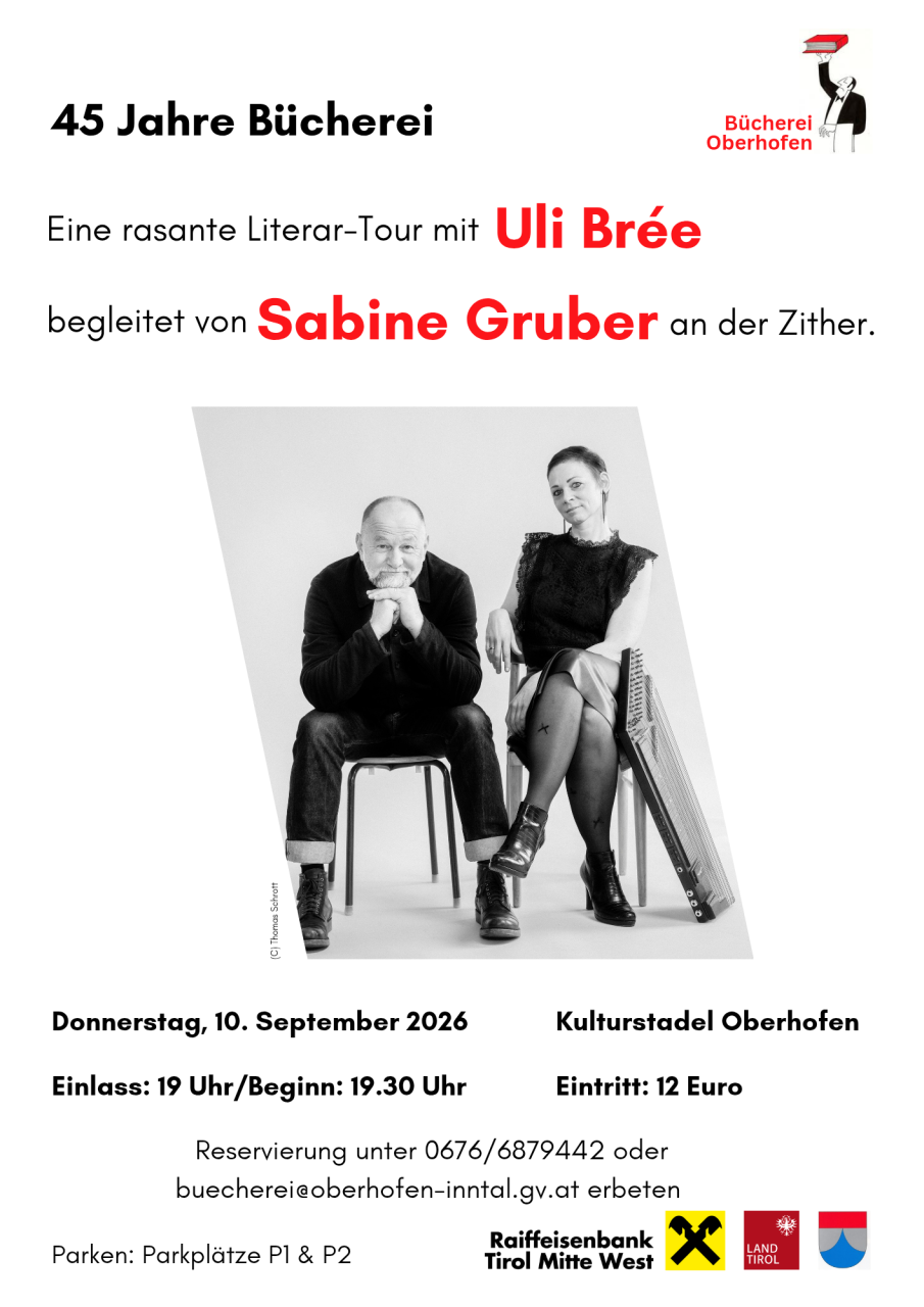 Ankündigung Lesung Uli Brée mit Sabine Gruber